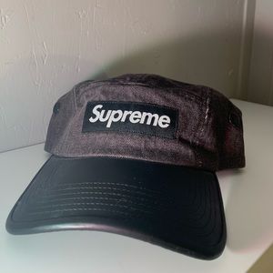 Supreme Denim Camp Cap Leather Brim